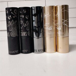 ColourPop Lipstick  Bundle Cruella, Evil Queen, Mrs.Norris, Tiana, and Jasmine